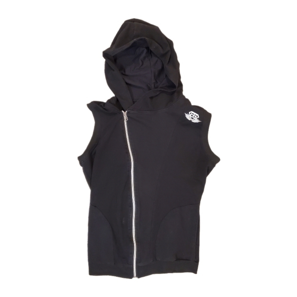 Gymshark Women's Black Moto Zip Sleeveless Hoodie‎ Large